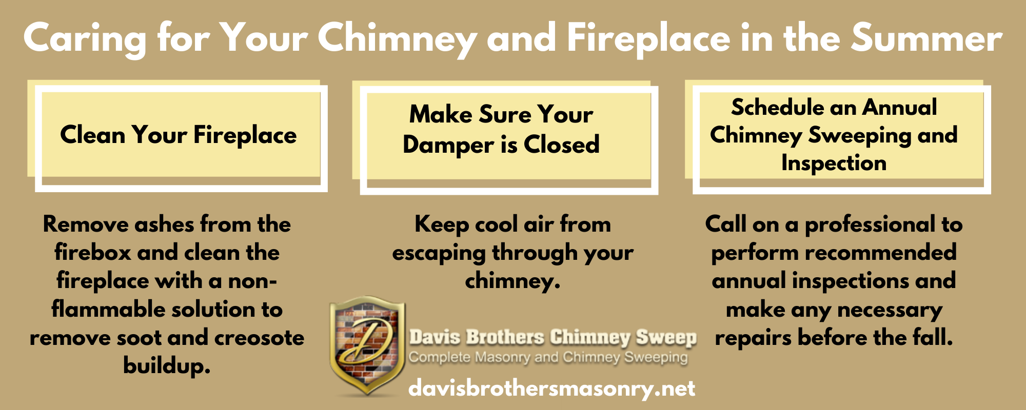 infographic depicting how to care for your chimney in summer